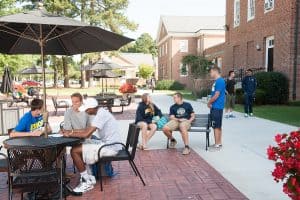 NC Wesleyan students on patio