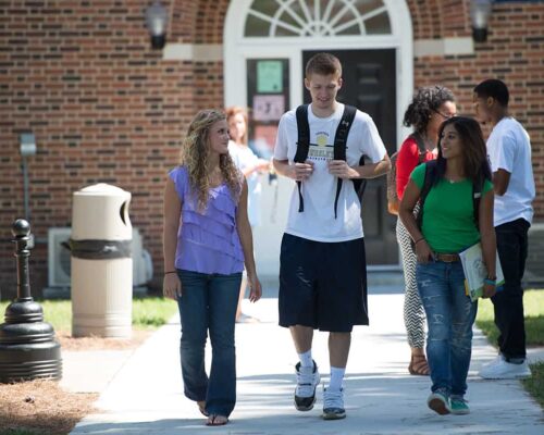 NC Wesleyan students walk through campus