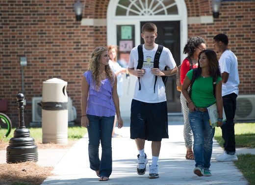 NC Wesleyan students walk through campus