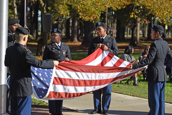 ROTC Students folding flag