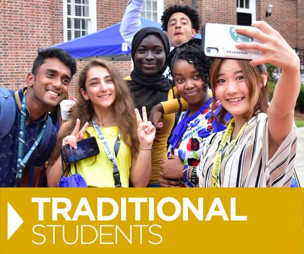 Group of students posing for selfy at North Carolina Wesleyan University