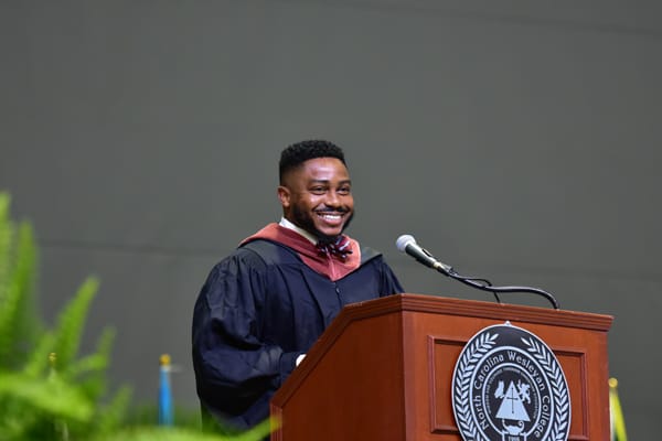 Brandon Fleming Speaking at commencement