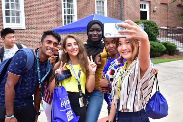 students together talking a selfie