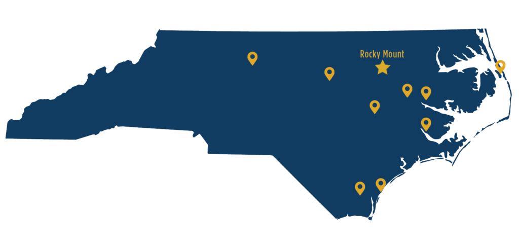 nc map with all campus locations