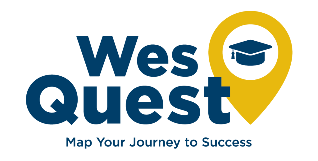 wesquest logo in navy and gold