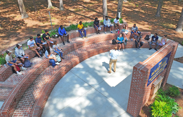 outdoor classroom with students sitting