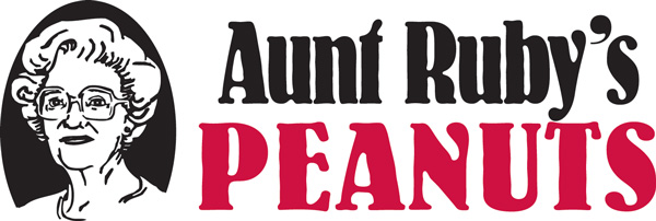 aunt rubys peanuts logo in red and black