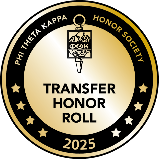 phi theta kappa honor roll logo in black and gold