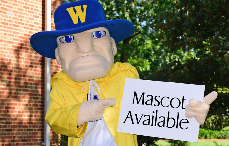 wes the ncwu mascot holding sign