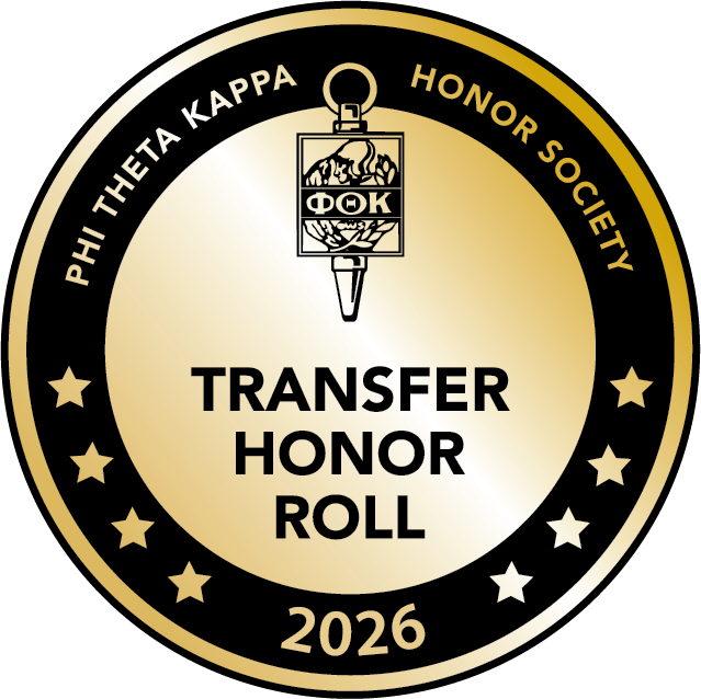 phi theta kappa honor roll logo in black and gold
