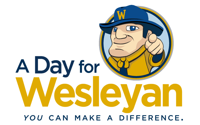 A Day for Wesleyan "You can make a difference" poster with pointing wes